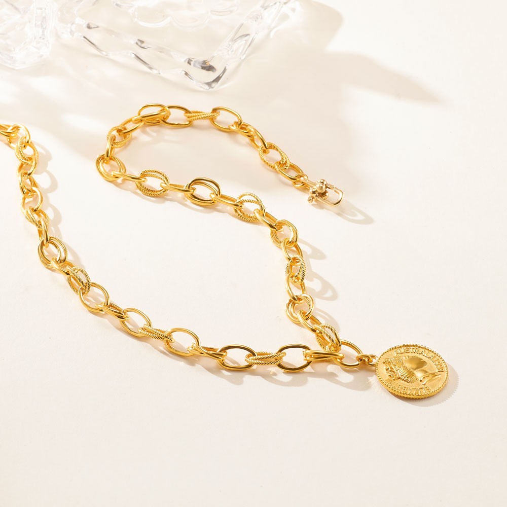 볼드 더블 체인 코인 펜던트 목걸이 요약정보 및 구매