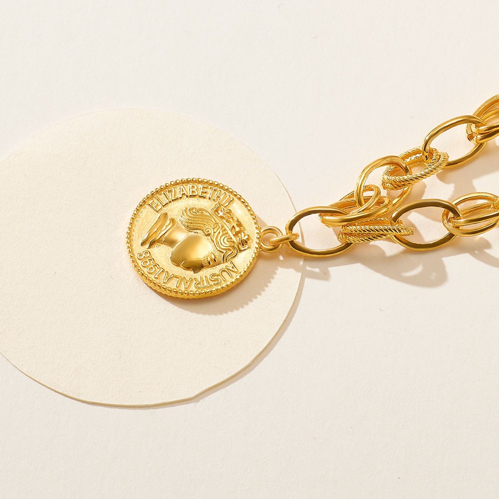 볼드 더블 체인 코인 펜던트 목걸이 요약정보 및 구매