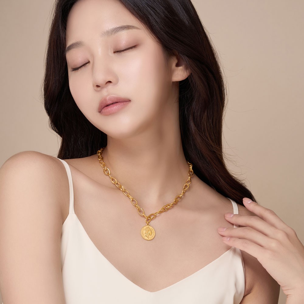 볼드 더블 체인 코인 펜던트 목걸이 요약정보 및 구매