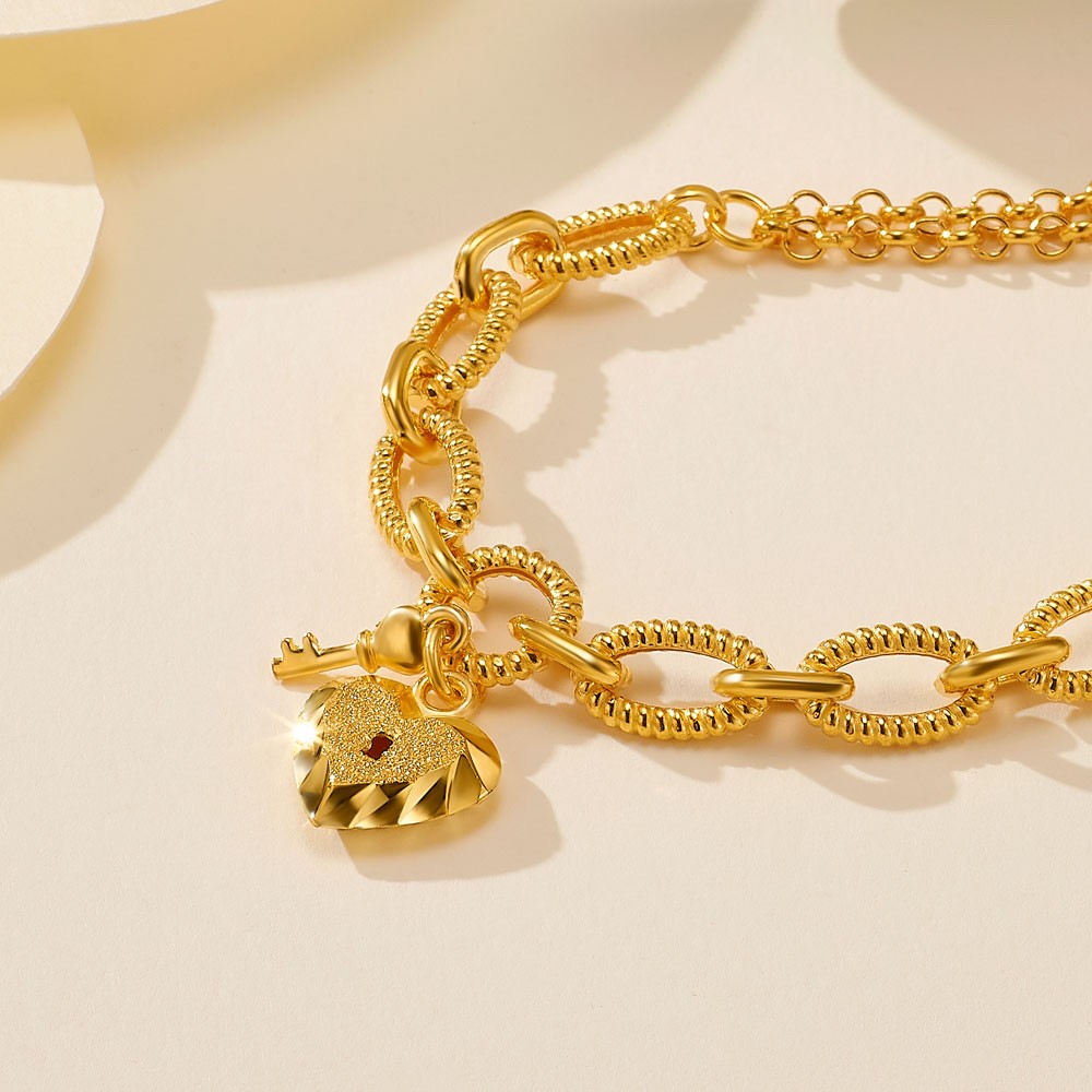 볼륨 하트 자물쇠 꼬임 체인 팔찌 요약정보 및 구매